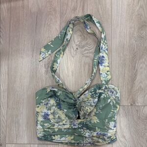 Abercrombie & Fitch Floral Green Halter Top